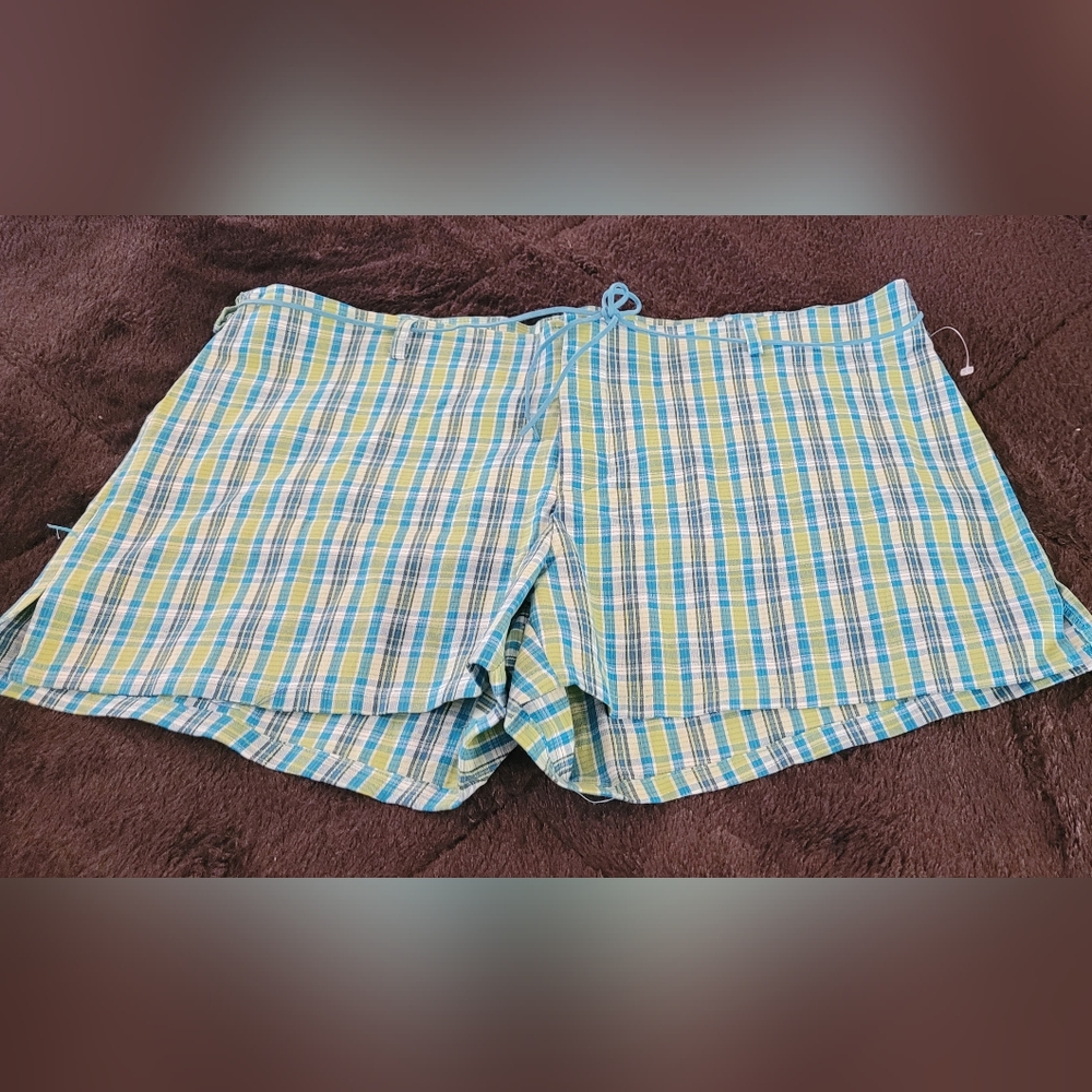 Blue and Green Plaid Shorts